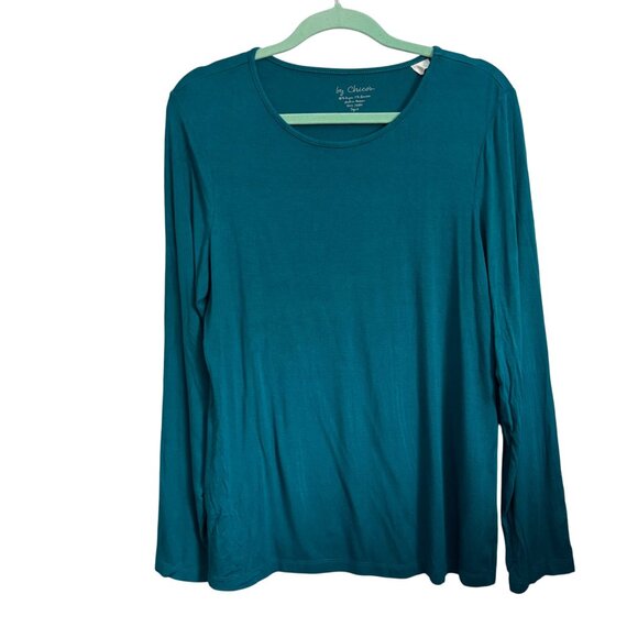 Chicos Womens Teal Long Sleeve Top Size Large Rayon/Spandex Blend - Picture 1 of 12
